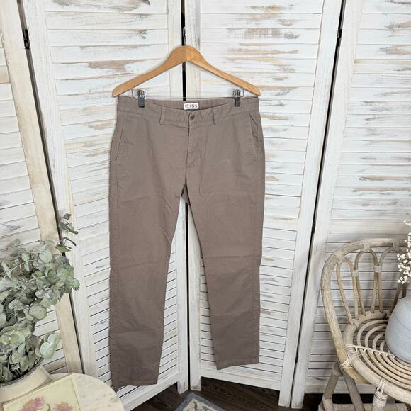 REISS Men's 34 Cotton Casual Chino Trouser Pants Brown Khaki Tan Senator - Picture 4 of 13